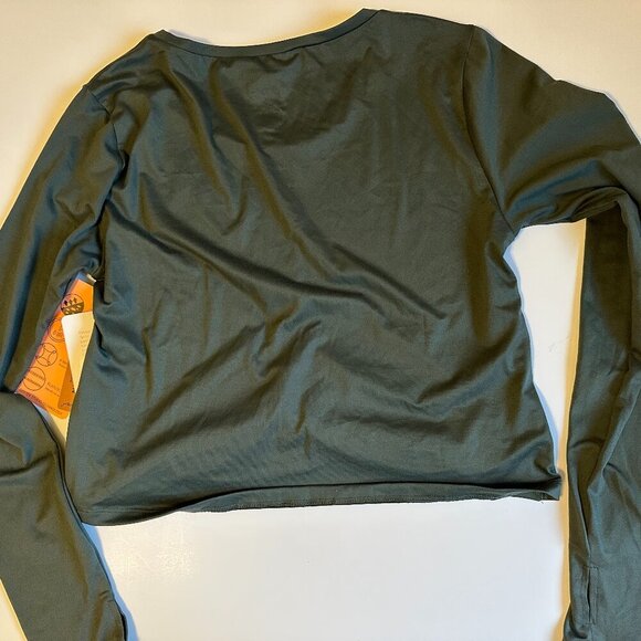 NWT X By Gottex Peach Skin Collection Long Sleeve Crop Top in Cactus Green - Picture 8 of 8